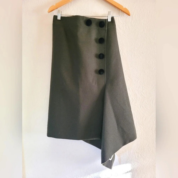 Sacai, Melton Asymmetric Tight Wool Skirt, Size 2 - Picture 5 of 14